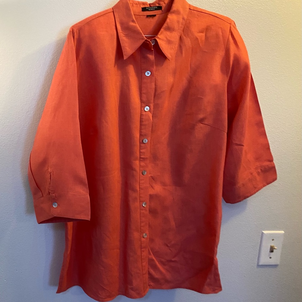 Autograph Women’s Linen Button Down 3/4 Sleeve Top - Picture 3 of 7
